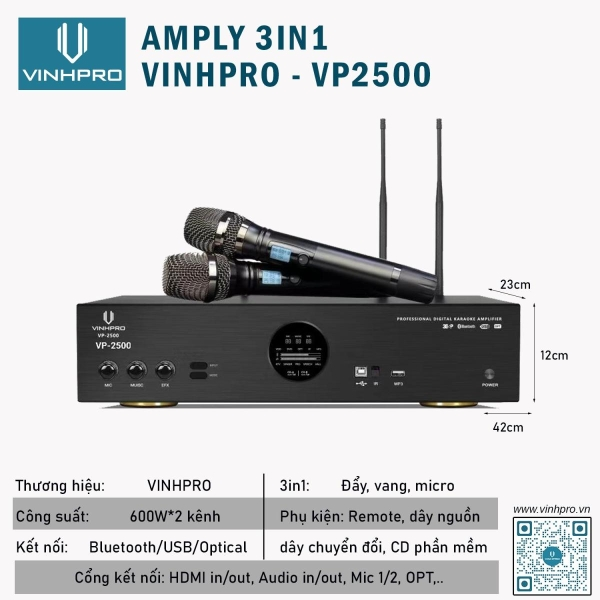 Amply tích hợp 3in1 VINHPRO VP-2500