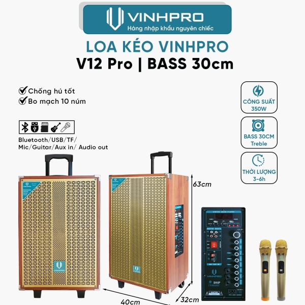 Loa Kéo VINHPRO V12 PRO  Bass 30