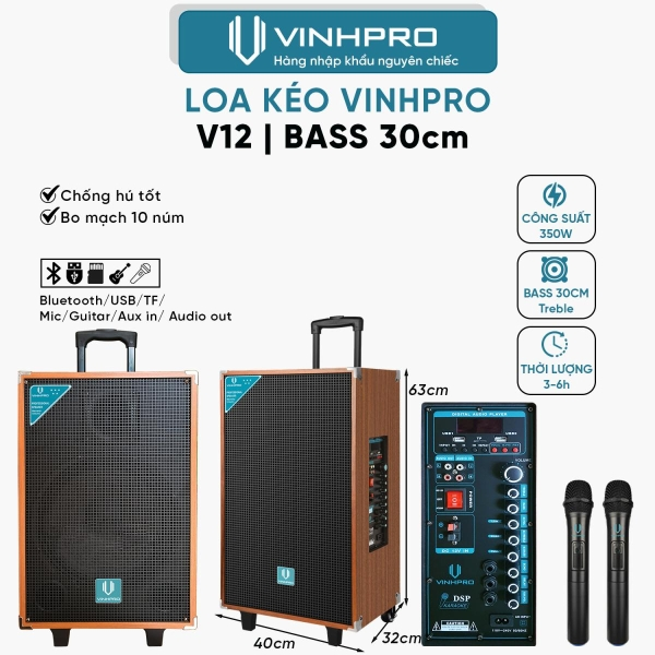 Loa Kéo VINHPRO V12  Bass 30