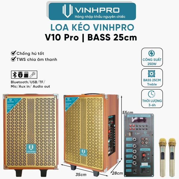 Loa Kéo VINHPRO V10 PRO  Bass 25