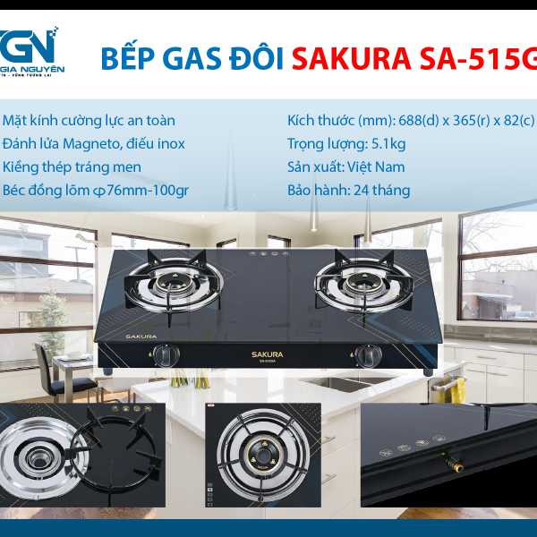 Bếp gas đôi SAKURA SA-515GA