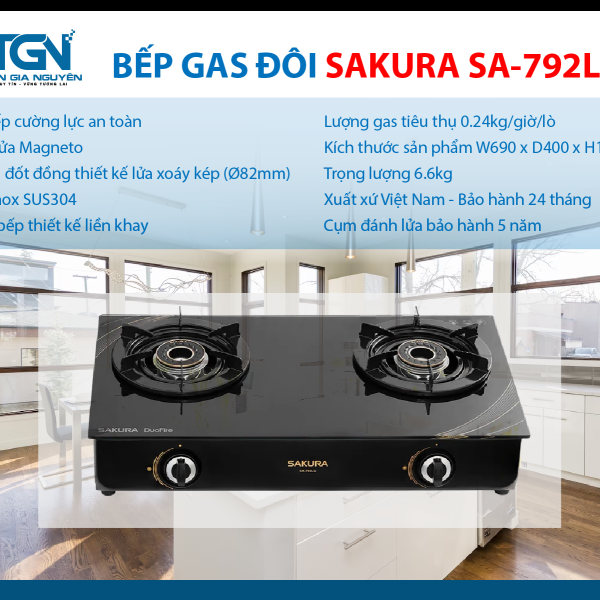 Bếp gas đôi SAKURA SA-792LG