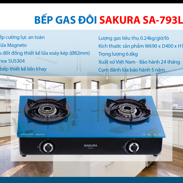 Bếp gas đôi SAKURA SA-793LG