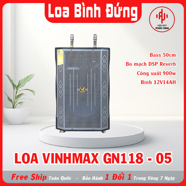 Loa bình VINHMAX GN118-05. Tặng kèm 2 micro - Bảo hành 12 tháng