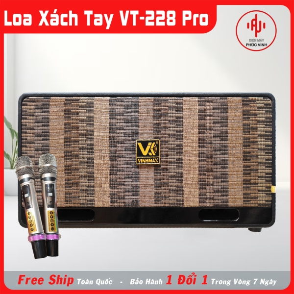 Loa Xách Tay Karaoke VT-228Pro Công Suất Lớn - Tặng Kèm 2 Micro Không Dây Hát Karaoke Cao Cấp