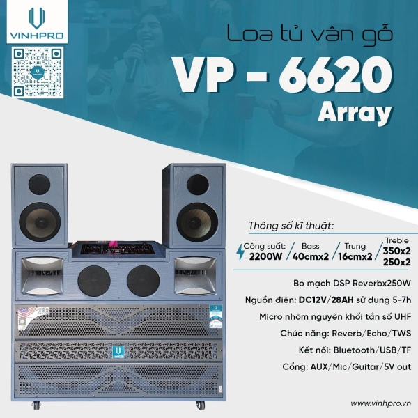 Loa Bình Vinhpro VP-6620. Tặng kèm Micro - Bảo hành 12 tháng