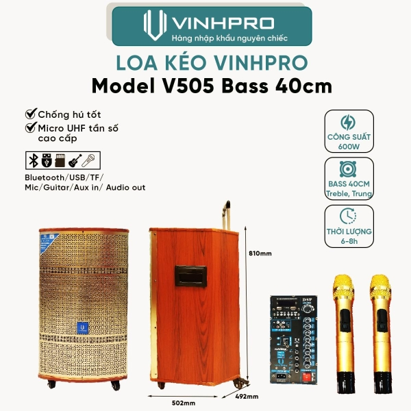 Loa kéo karaoke di động VINHPRO V505