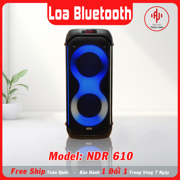 Loa Kéo Karaoke Bluetooth NDR – 610, Kèm Mic Không Dây, Đèn LED RGB Theo Nhạc - BH 12 Tháng