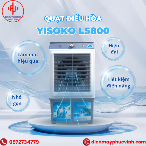 Quạt hơi nước/ Quạt điều hòa Yíoko L5800 (50L)