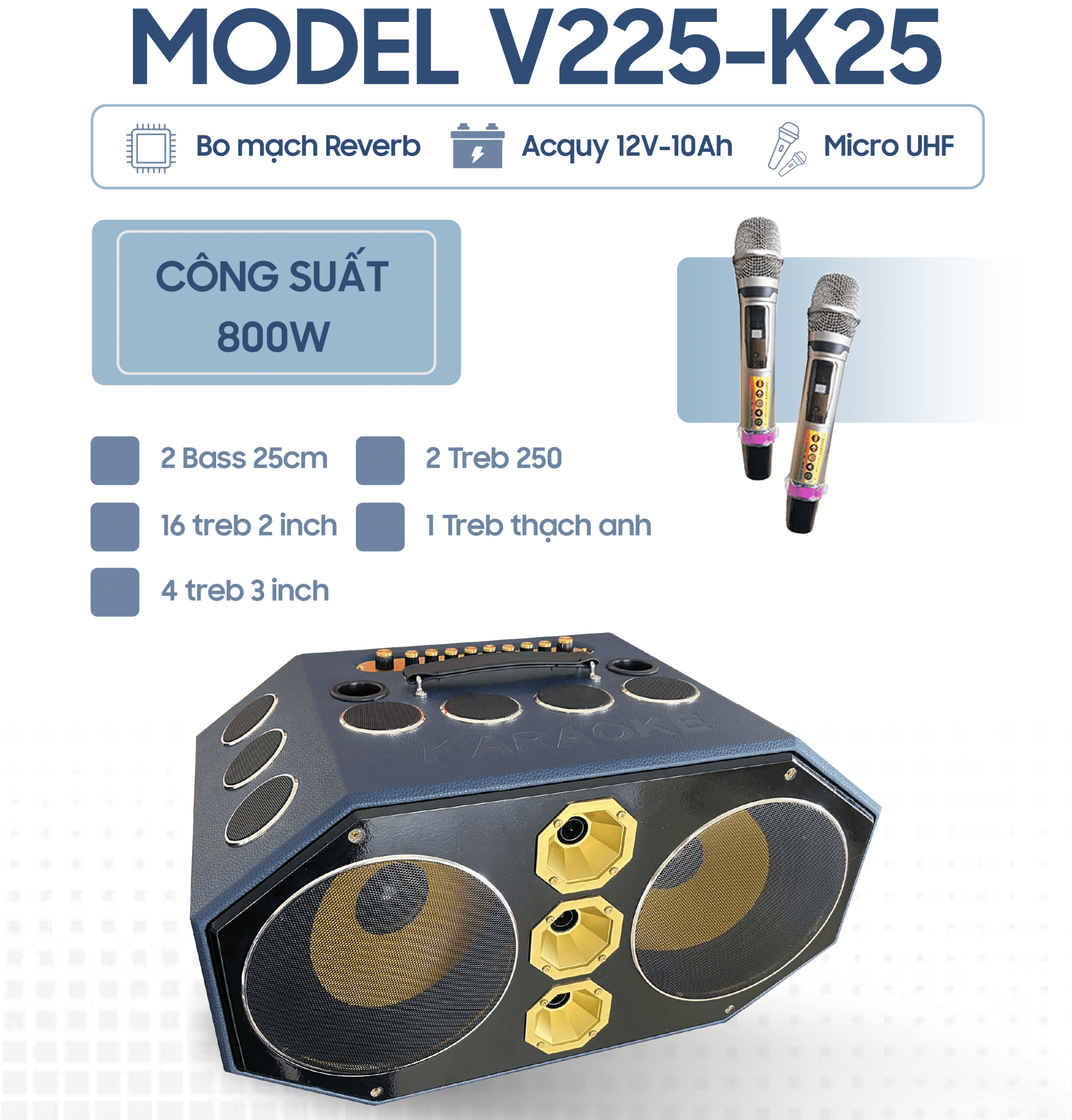 Loa Xách Tay Vinhpro V-225K25 Loa Xách Tay Vinhpro V-225K25 - Ảnh 2