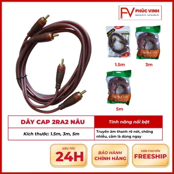 Dây Cáp 2ra2 Nâu Hoa Sen AV