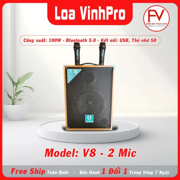 Loa Kéo VINHPRO V8 Bass 20 (2mic)
