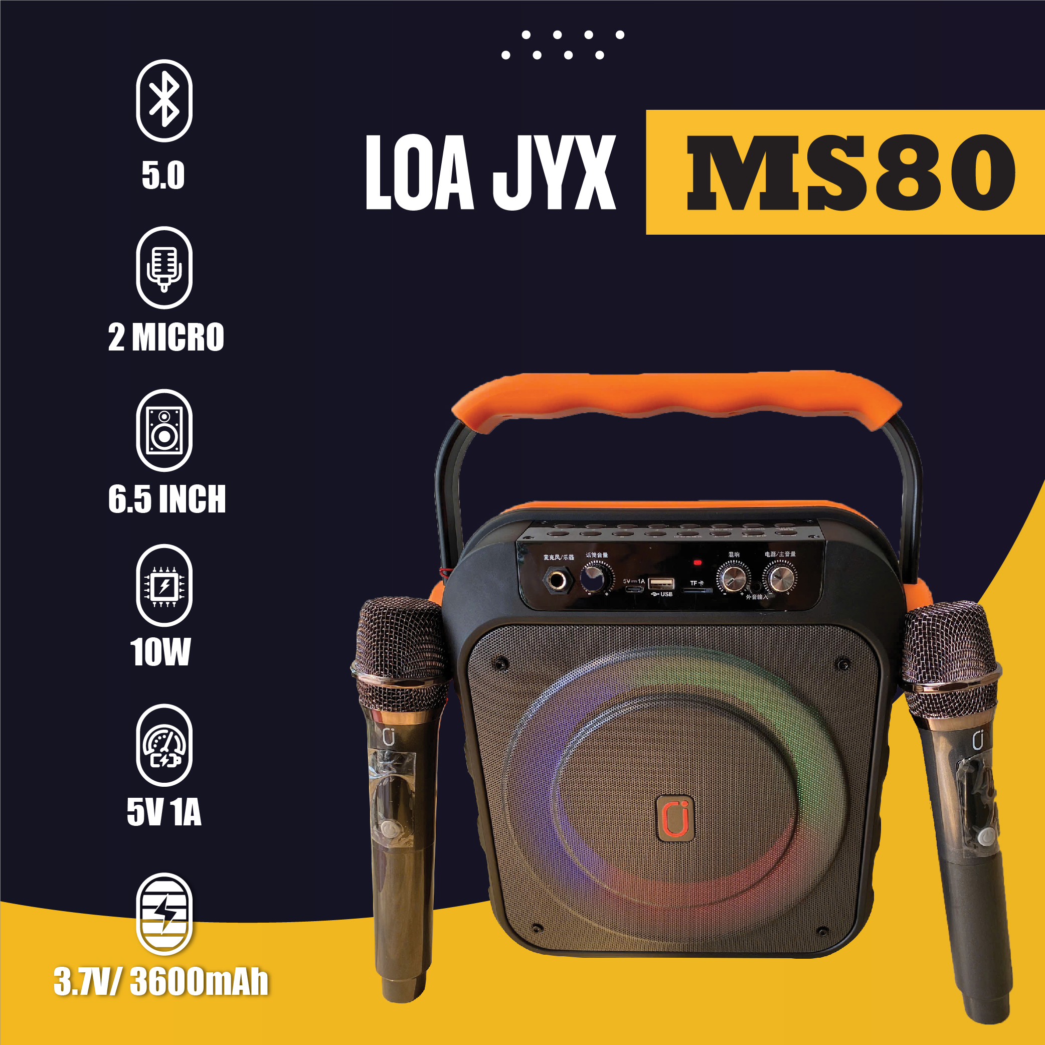Loa Xách Tay JYX MS80 - 2 Mic Loa Xách Tay JYX MS80 – 2 Mic
