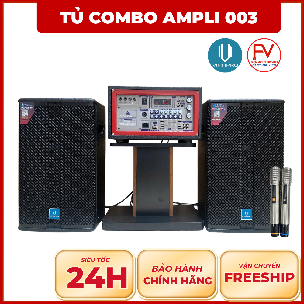TỦ COMBO AMPLI 003 VINHPRO (350W): Dàn Karaoke Di Động Cao Cấp, Linh Kiện Nhập Khẩu Tủ combo ampli 003
