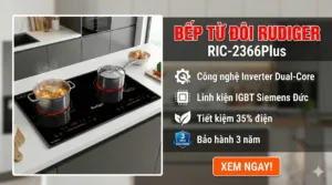 Bếp từ đôi Rudiger RIC-2366Plus công nghệ Inverter