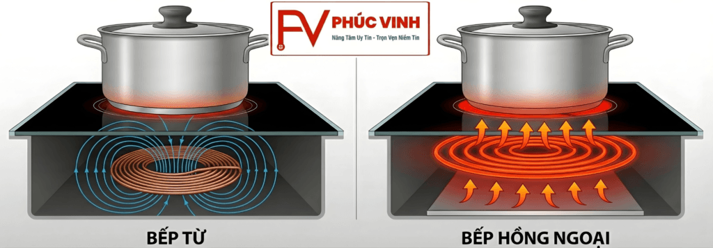 so sánh bếp từ và bếp hồng ngoại