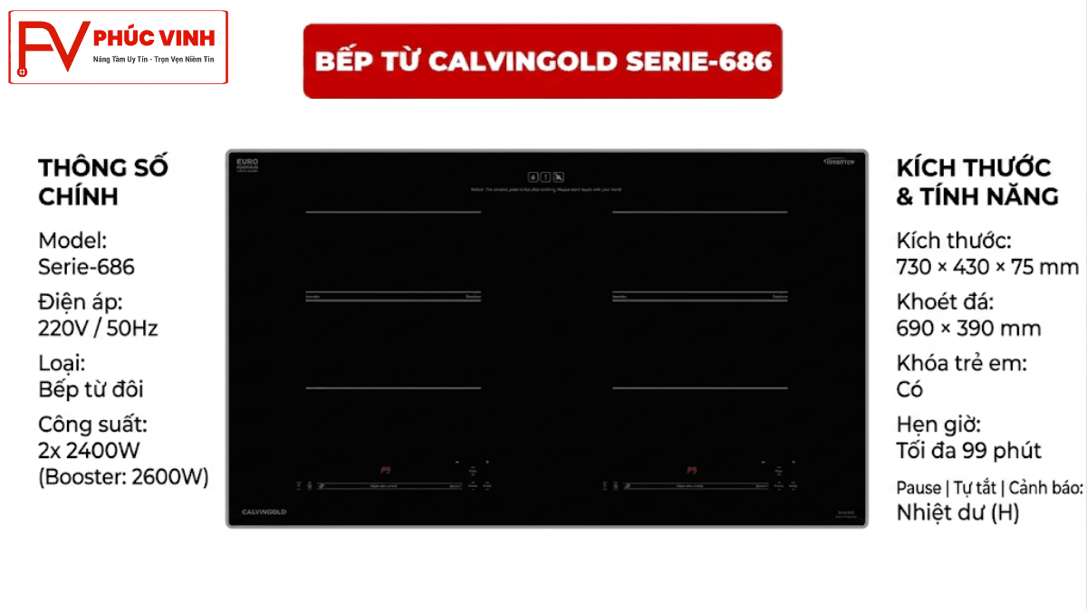 Bếp từ calvingold serie 686